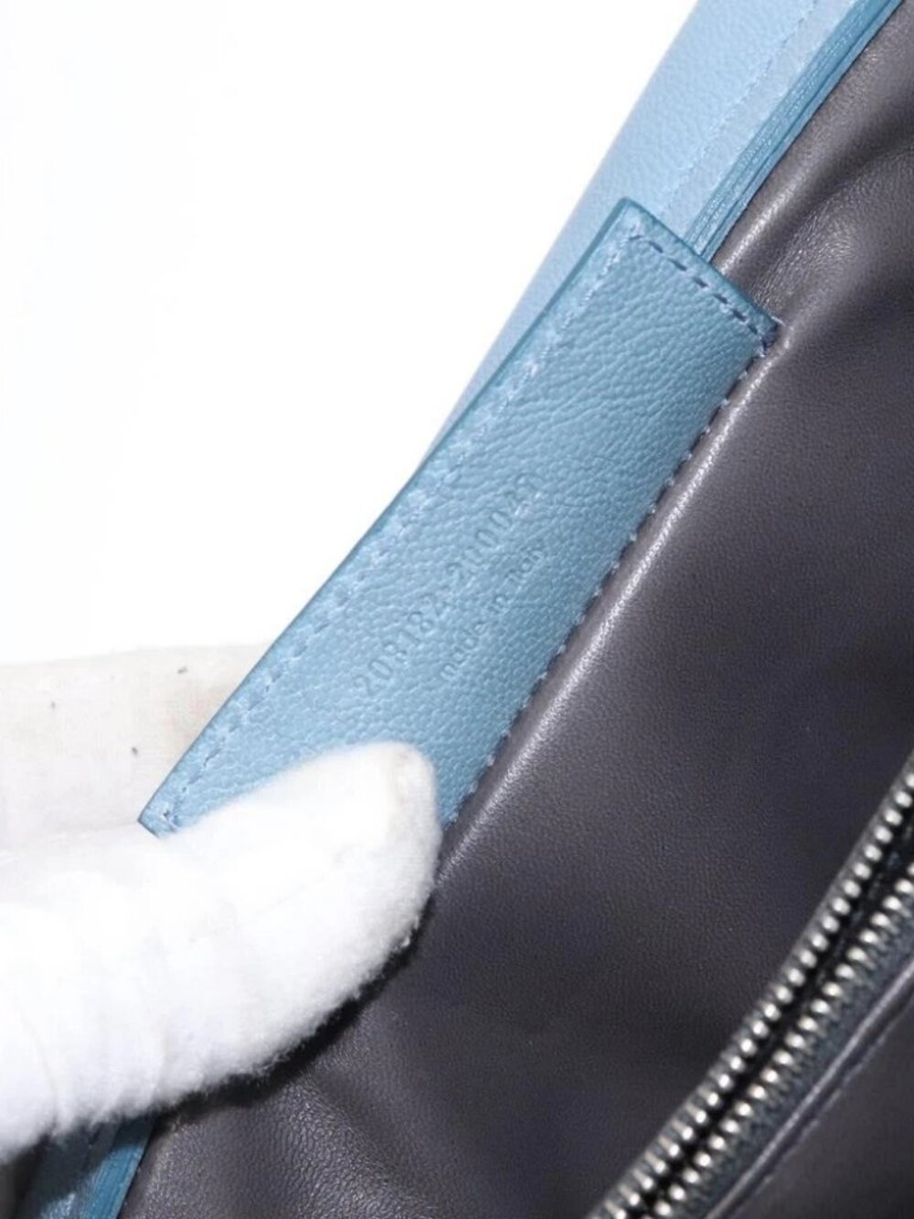 BALENCIAGA Hand Bag Leather Light Blue Silver Auth - Picture 14 of 16